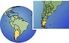 Santa Cruz, Argentina as a marked location on the globe