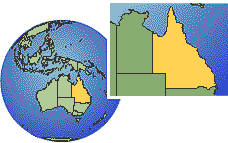 Queensland, Australia as a marked location on the globe