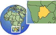 Botswana as a marked location on the globe