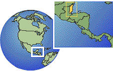 Belize as a marked location on the globe