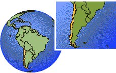 Chile as a marked location on the globe