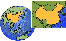 China as a marked location on the globe