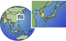 South Korea as a marked location on the globe