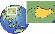 (Central and Eastern), Mongolia as a marked location on the globe