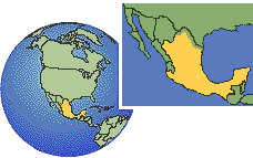(South, Central, and Eastern), Mexico as a marked location on the globe