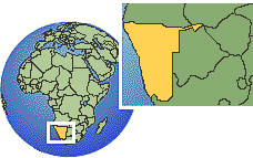 Namibia as a marked location on the globe