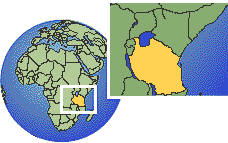 Tanzania, United Republic of as a marked location on the globe