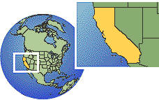 California, United States as a marked location on the globe