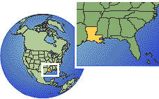 Louisiana, United States as a marked location on the globe