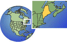 Maine, United States as a marked location on the globe