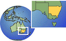Sydney, New South Wales, Australia time zone location map borders