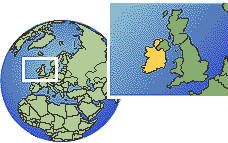 Dublin, Ireland time zone location map borders