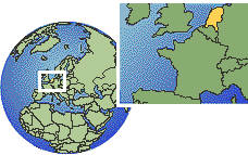 Rotterdam, Netherlands time zone location map borders