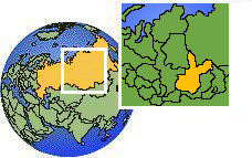 Bratsk, Irkutsk, Russia time zone location map borders