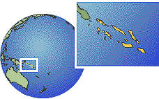 Honiara, Solomon Islands time zone location map borders