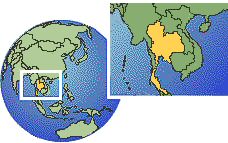Bangkok, Thailand time zone location map borders