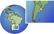 Montevideo, Uruguay time zone location map borders