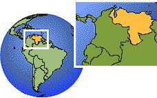 El Tigre, Venezuela time zone location map borders