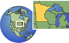 Minnesota, United States as a marked location on the globe