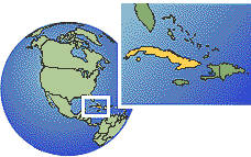 Santa Clara, Cuba time zone location map borders
