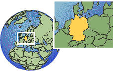 Bonn, Alemania time zone location map borders