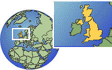 Guernsey, Reino Unido time zone location map borders