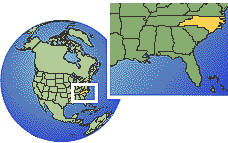 Fayetteville, Carolina del Norte, Estados Unidos time zone location map borders