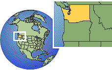 Vancouver, Washington, Estados Unidos time zone location map borders